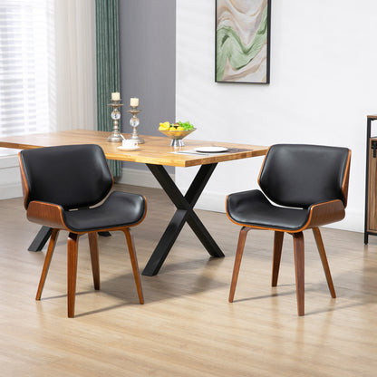 Eetkamerstoel – Vintage Stoel – Kuipstoel – Houten Stoel – Kunstleren Stoel – Set Van 2 – Comfortabele Foamzitting – Stevig Houten Frame