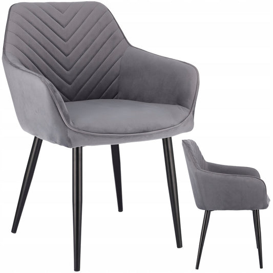 Stoel – Eetkamerstoel – Fauteuil – Kuipstoel – Zithoekstoel – Fluwelen Bekleding – Zwarte Metalen Poten – Hoogte 82 cm – Max. 120 kg