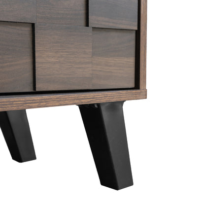 Modern TV Stand with Double Doors & Shelves - Dark Wood Grain Metal Frame, Assembly, Space-Saving, Open/Shelf Storage Suitable for, Apartment, Dorm - 160.5 x 35.5 x 45cm