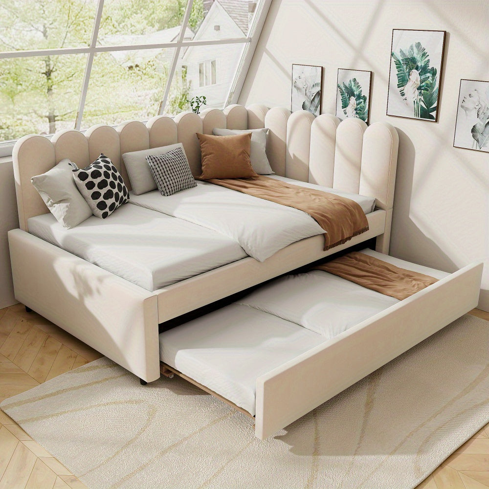 Slaapbank – Bedbank – Sofa Bed – Logeerbed – Bedbank Uittrekbaar – L-vormig – Fluwelen Bekleding – 140x200 cm