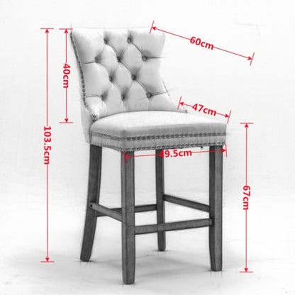 Oranje Barkrukken – Barstoelen – Krukken – Keukenstoelen – Fluwelen Stoelen – Retro Design – Fluwelen Bekleding – Stevige Houten Poten