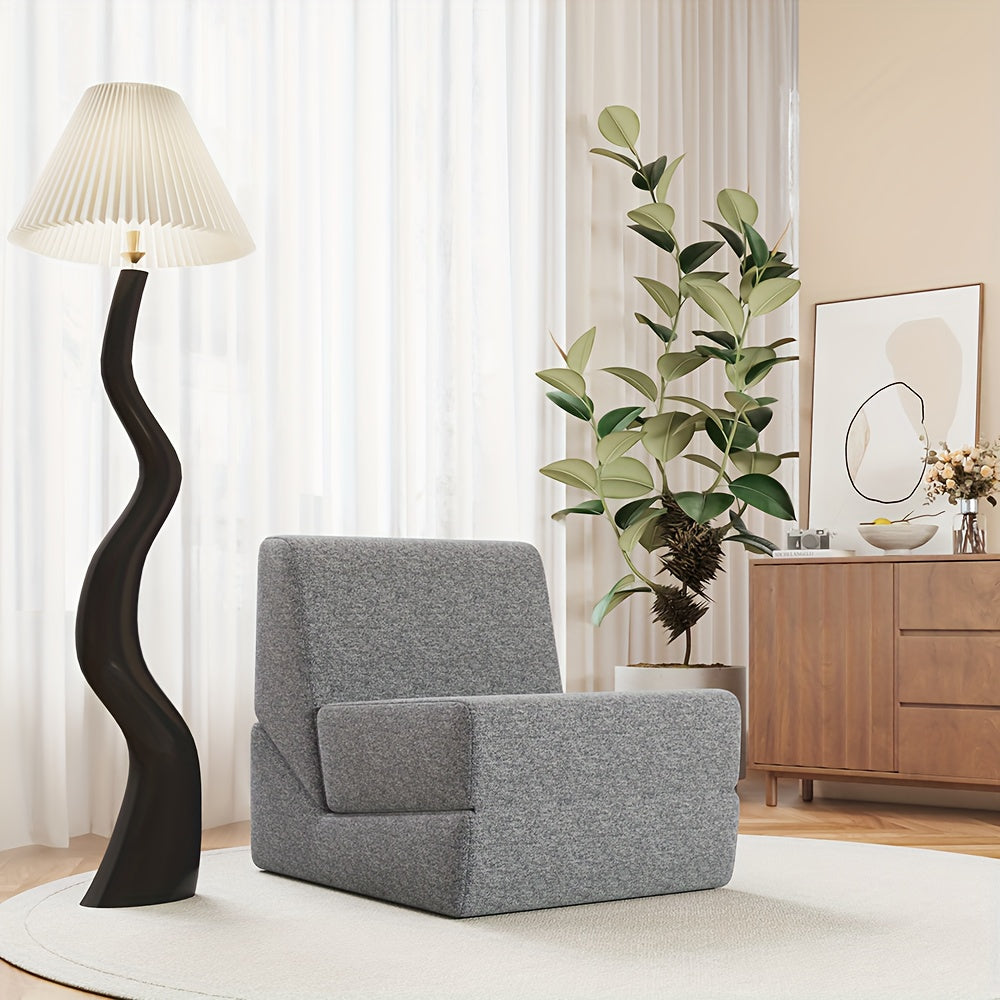 Slaapbank – Bedbank – Slaapstoel – Logeerbed – Slaapfauteuil – Drievoudig Opvouwbaar – Comfortabele Katoenen Vulling – Ruimtebesparend Ontwerp – Grijs