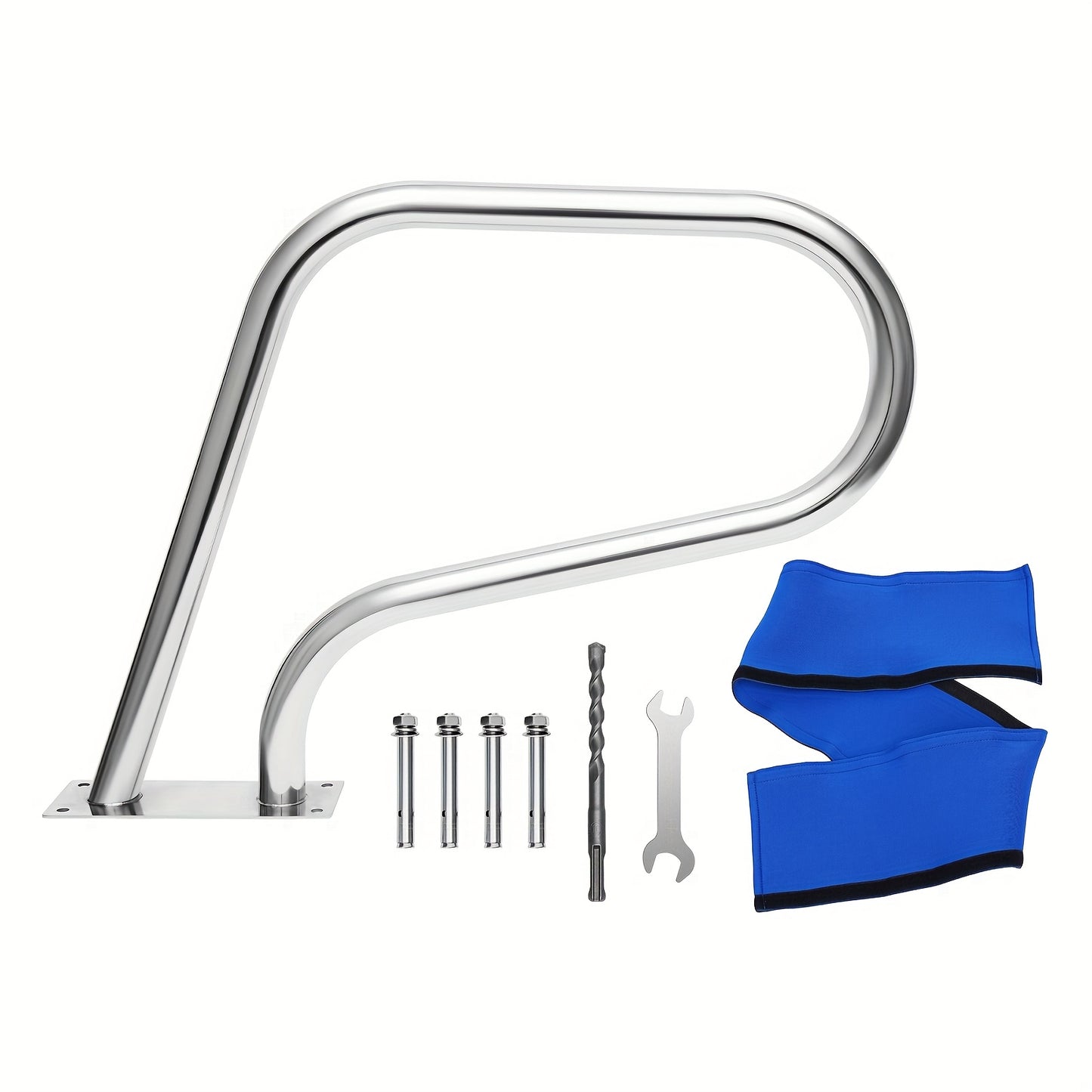 Handrail Zwembad – Zwembadrail – Poolrail – Poolhandgreep – Zwembadbeugel – Roestvrij Staal 304 – Neopreen Antislip Grip – Max 120 kg Belastbaar – Zilver