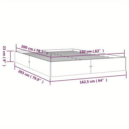 Bedframe – Tweepersoonsbed – Bed – Massief Houten Bed – Houten Lattenbodem – Modern Design – 160x200 cm – Duurzaam Hardhout