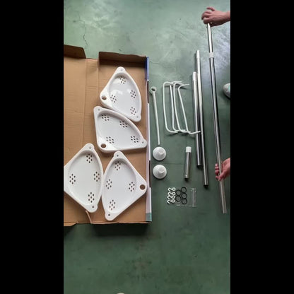 Doucherek – Douche-organizer – Doucheplank – Doucherekje – Douchemand – Verstelbaar 105-310 cm – Roestvrij Staal – Hoekmodel met Waterafvoer