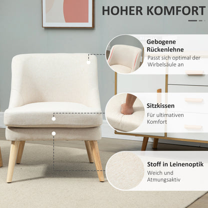 Eetkamerstoel – Keukenstoel – Gestoffeerde Stoel – Woonkamerstoel – Bureaustoel – Modern Design – Hardhouten Frame – Linnenlook Bekleding – 63x69x79,5 cm
