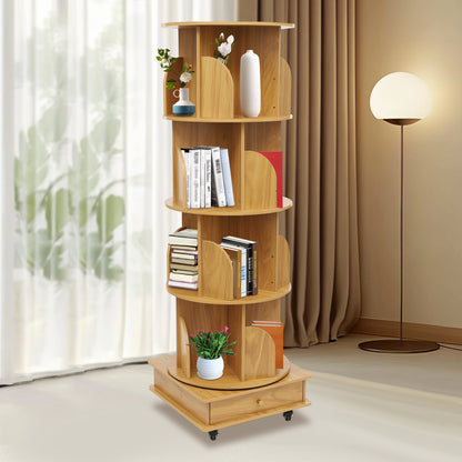 Four-story movable bookshelf-log color
