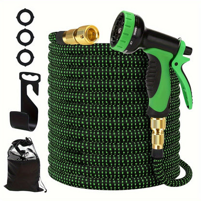 Tuinslang 15m Uitschuifbaar – Tuinslangset – Tuinslang Haspel – Tuinslang Knikvrij – Tuinslang PVC – 10 Sproeistanden – Rubber Buitenlaag & Lekvrij Design
