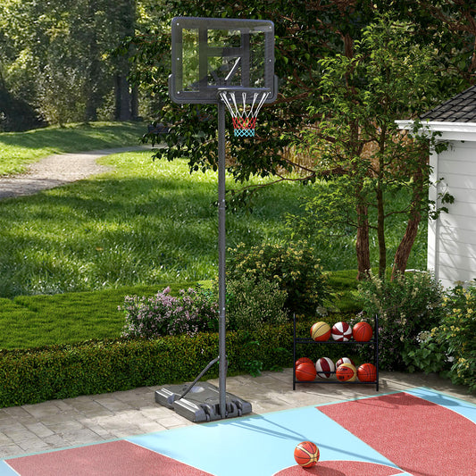Basketbalbord – Basketbalstandaard – Basketbalring – Basketbalsysteem – Verstelbare Hoogte 230-305 cm – Met Wielen en Vulbare Voet – Weerbestendig Stalen Frame