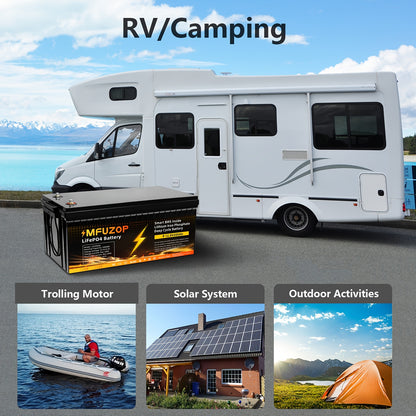 Lithium Accu – LiFePO4 Accu – Solar Accu – Camper Accu – Deep Cycle Accu – 12V 200Ah – 200A BMS Bescherming – Robuuste ABS Behuizing