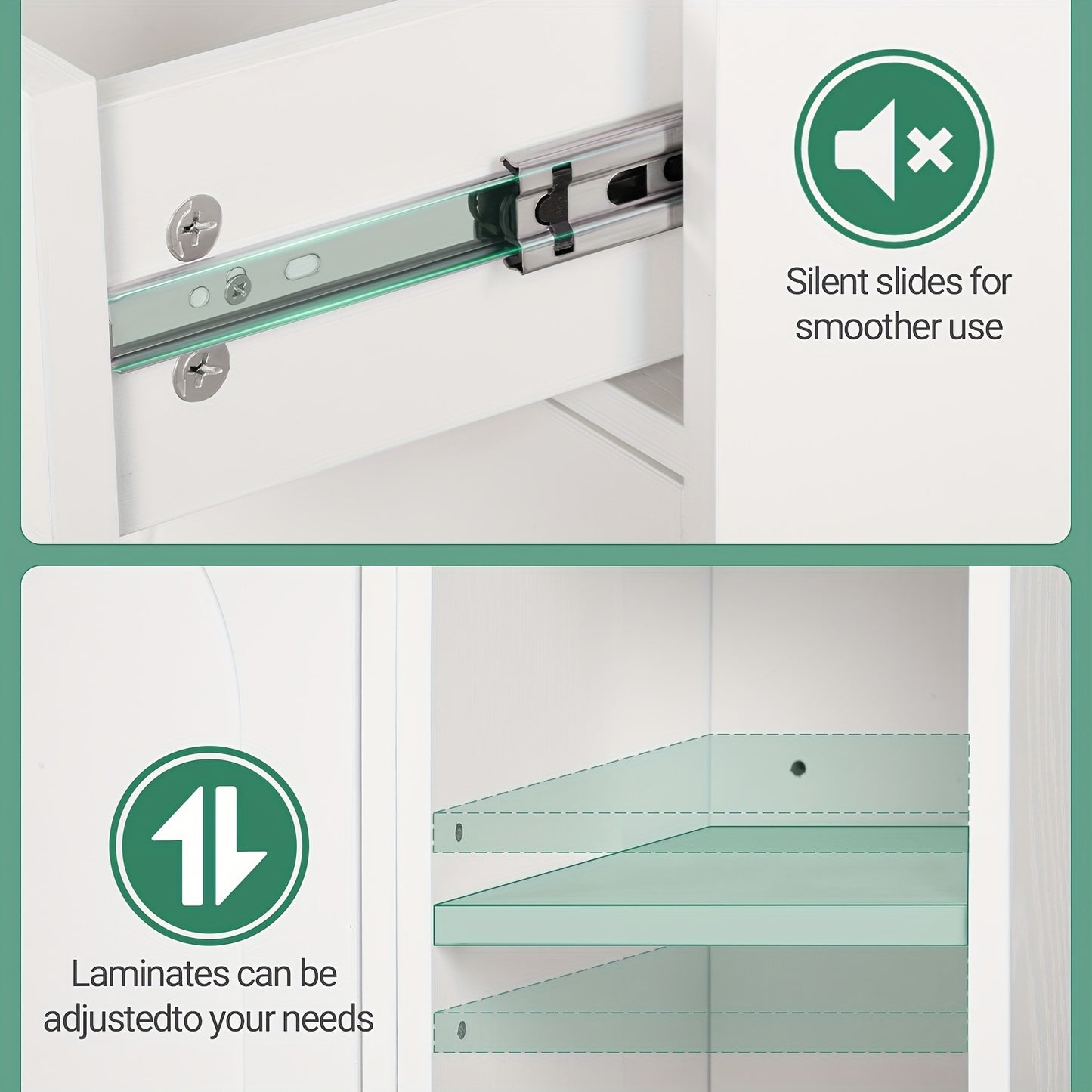 Badkamerkast – Badkamermeubel – Wastafelmeubel – Opbergkast – Toiletkast – Wit MDF Hout – Verstelbare Planken & Wisselbare Montagezijde