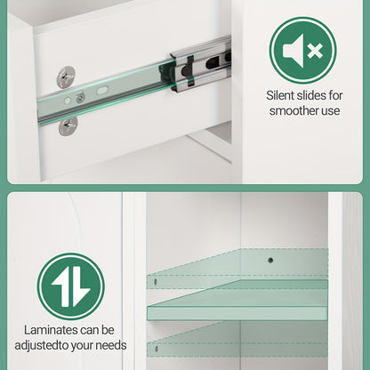 Badkamerkast – Badkamermeubel – Wastafelmeubel – Opbergkast – Toiletkast – Wit MDF Hout – Verstelbare Planken & Wisselbare Montagezijde