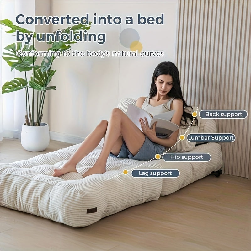 Vouwbare Slaapbank – Slaapstoel – Loungestoel – Bedbank – Opvouwbare Zitzak – Wit – Ergonomische Rugsteun – Lichtgewicht & Draagbaar