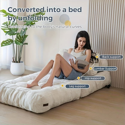 Vouwbare Slaapbank – Slaapstoel – Loungestoel – Bedbank – Opvouwbare Zitzak – Wit – Ergonomische Rugsteun – Lichtgewicht & Draagbaar