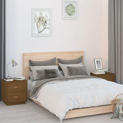 Bedside tables 2 st 40x34x45cm Solid grenenwood honingbruin Removable, suitable for indoor use and suitable for all seasons