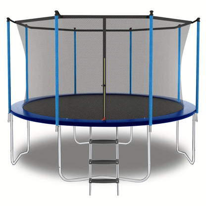 243.84-365.76cm Heavy-Duty Adjustable Trampoline with Safety Net & Spring Pad, 181.44 KG Capacity, Galvanized Steel Frame, Blue Jumping - /Outdoor Use, & Trampoline, Easy Assembly, Sturdy Enclosure System