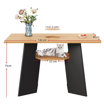 Keukentafel – Eettafel – Tafeltje – Keukenmeubel – Dinerbank – Rechthoekig – Met Dierenruimte en Opbergrekken – Geschikt voor 6 Personen – 130×85×75 cm