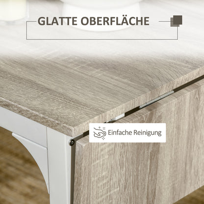 Eettafel Set – Eethoek – Keukentafel Set – Zitgroep – 3-Delig – Inklapbaar – Ruimtebesparend – MDF + Stalen Frame – Compact 110x70x75 cm Natural+White