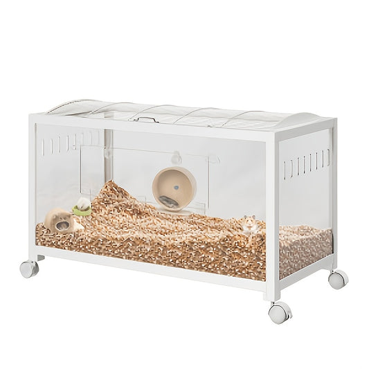 Kleine Dierenkooi – Hamsterkooi – Knaagdierkooi – Caviakooi – Gerbilkooi – Wit – Duurzaam Acryl – Verplaatsbaar Met Wieltjes