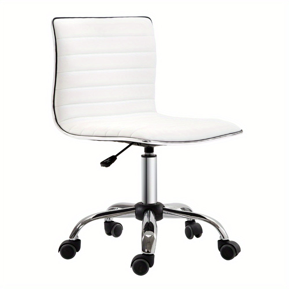 Bureaustoel – Ergonomische Stoel – Office Chair – Bureaustoel – Stuhl – Verstelbare Zithoogte 78-90 cm – Max. Draagvermogen 120 kg – Sponsgevuld – Zonder Armleuningen – Wit – Stevig Metalen Frame