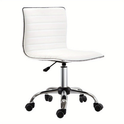 Bureaustoel – Ergonomische Stoel – Office Chair – Bureaustoel – Stuhl – Verstelbare Zithoogte 78-90 cm – Max. Draagvermogen 120 kg – Sponsgevuld – Zonder Armleuningen – Wit – Stevig Metalen Frame