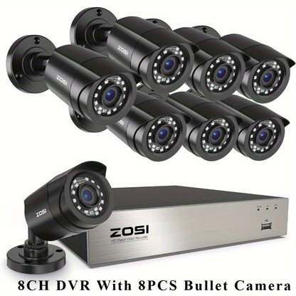 Beveiligingsrecorder 4-in-1 – DVR Systeem – Videobewaking – Bewakingscamera Recorder – 8 Camera Ondersteuning – 1080p HD Nachtzicht – USB Opladen & H.265+ Compressie