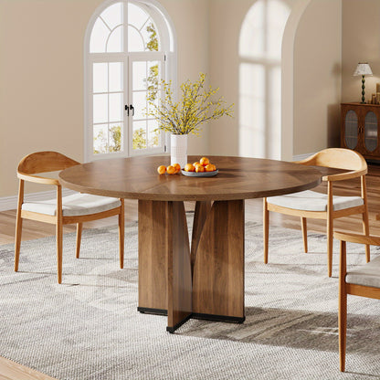 Eettafel – Ronde Tafel – Keukentafel – Houten Tafel – Werktafel – Rustiek Bruin – Geschikt voor 4 Personen – Robuust Samengesteld Hout