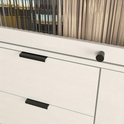 Dressoir – Sideboard – Opbergkast – Buffetkast – Ladekast – Wit Zwart Retro-Modern – 85x40x120 cm – Duurzaam Spaanplaat – Verstelbare Legplanken