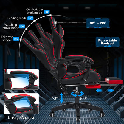 Gaming Stoel – Gaming Chair – Bureaustoel – Computestoel – Gameloungestoel – Wit Roze – Ergonomisch Design – 2-Punts Lumbale Massage