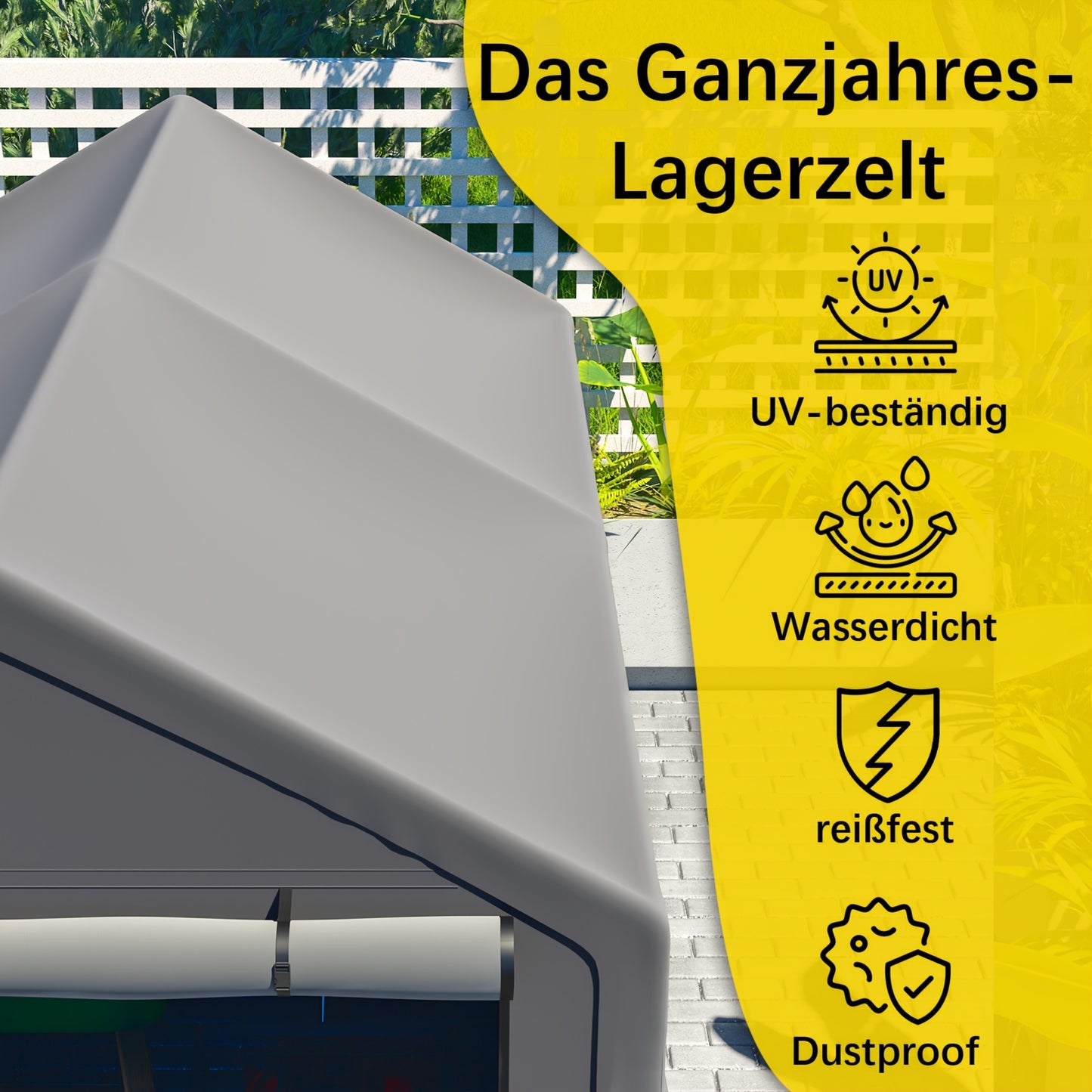 Buitenberging – Tuinberging – Opslagtent – Fietsenberging – Gereedschapsschuur – Extra Ruim 296x190x200 cm – Gegalvaniseerd Stalen Frame & UV- en Waterbestendig PE Dak
