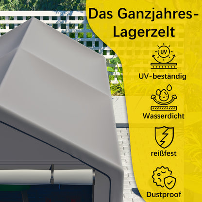 Buitenberging – Tuinberging – Opslagtent – Fietsenberging – Gereedschapsschuur – Extra Ruim 296x190x200 cm – Gegalvaniseerd Stalen Frame & UV- en Waterbestendig PE Dak