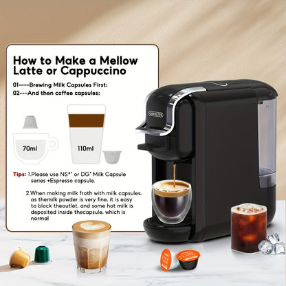 Koffiecapsuleautomaat – Espresso Machine – Koffiezetapparaat – Volautomatische Koffiemachine – Capsule Machine – Snelle Opwarming – Geschikt Voor Warme En Koude Dranken – Zwart