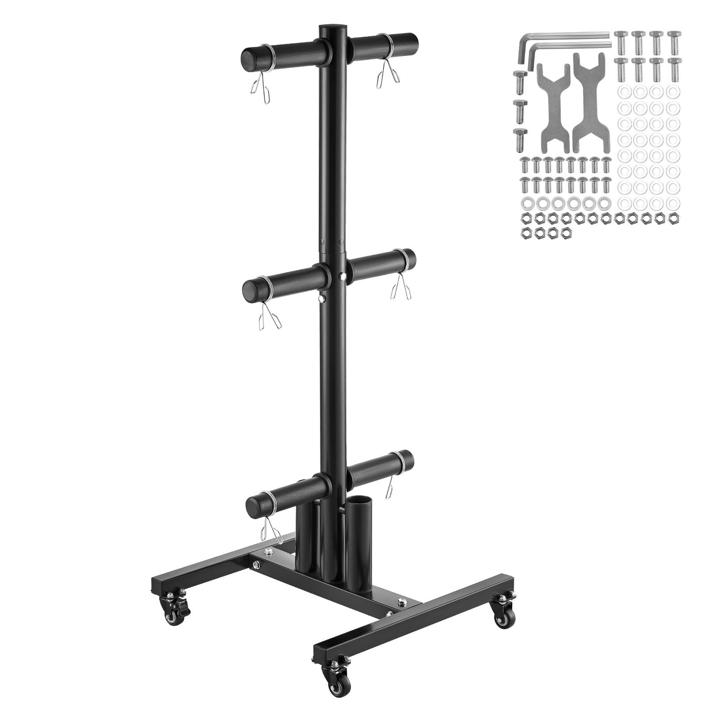 Verticaal Gewichtenschijf Rek – Gewichtshouder – Barbell Rek – Gewichtenschijven Opberger – Fitness Rek – Met Wielen – Robuuste Stalen Constructie – Draagt Tot 450 kg Veilig