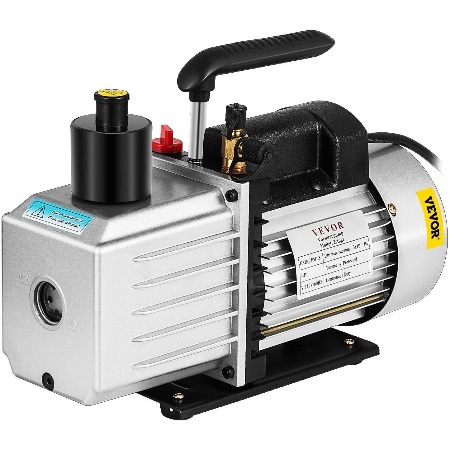 Vacuümpomp – Vacuüm Pomp – Rotary Vane Pomp – HVAC Vacuümpomp – 2 Fasen Vacuümpomp – 1 PK Motor – Aluminium Behuizing