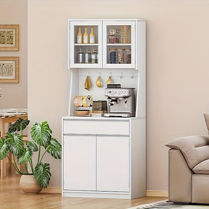 Keukenkast – Keukenbuffet – Keukenkast Wit – Opbergkast Keuken – Hoge Kast – Verstelbare Planken – Afmetingen 40x75x180 cm – Hoogwaardig Hout