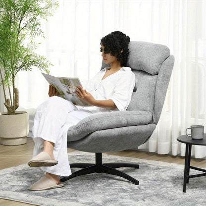 Draaistoel – Zwenkstoel – Lounge Stoel – Accentstoel – Fauteuil – 360 Graden Draaibaar – Zachte Chenille Bekleding – Foamvulling – Grijs Met Zwarte Poten – Eenvoudige Montage