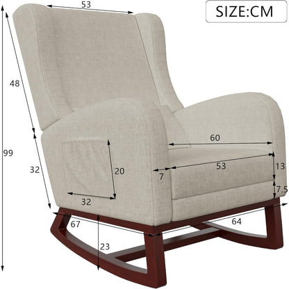 Schommelstoel – Relaxstoel – Wiegstoel – Schommelzetel – Lounge Stoel – Beige – Ergonomische Lendensteun – Geïntegreerde Voetensteun