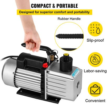 Vacuümpomp – Vacuüm Pomp – Rotary Vane Pomp – HVAC Vacuümpomp – 2 Fasen Vacuümpomp – 1 PK Motor – Aluminium Behuizing