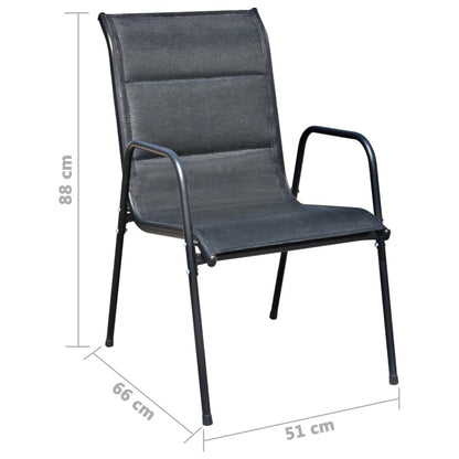 Tuinset – Tuinmeubelset – Buitenmeubilair – Terrasset – Eettafelset Zwart – 8 Stoelen – Gehard Glasblad – Waterafstotende Textielbekleding