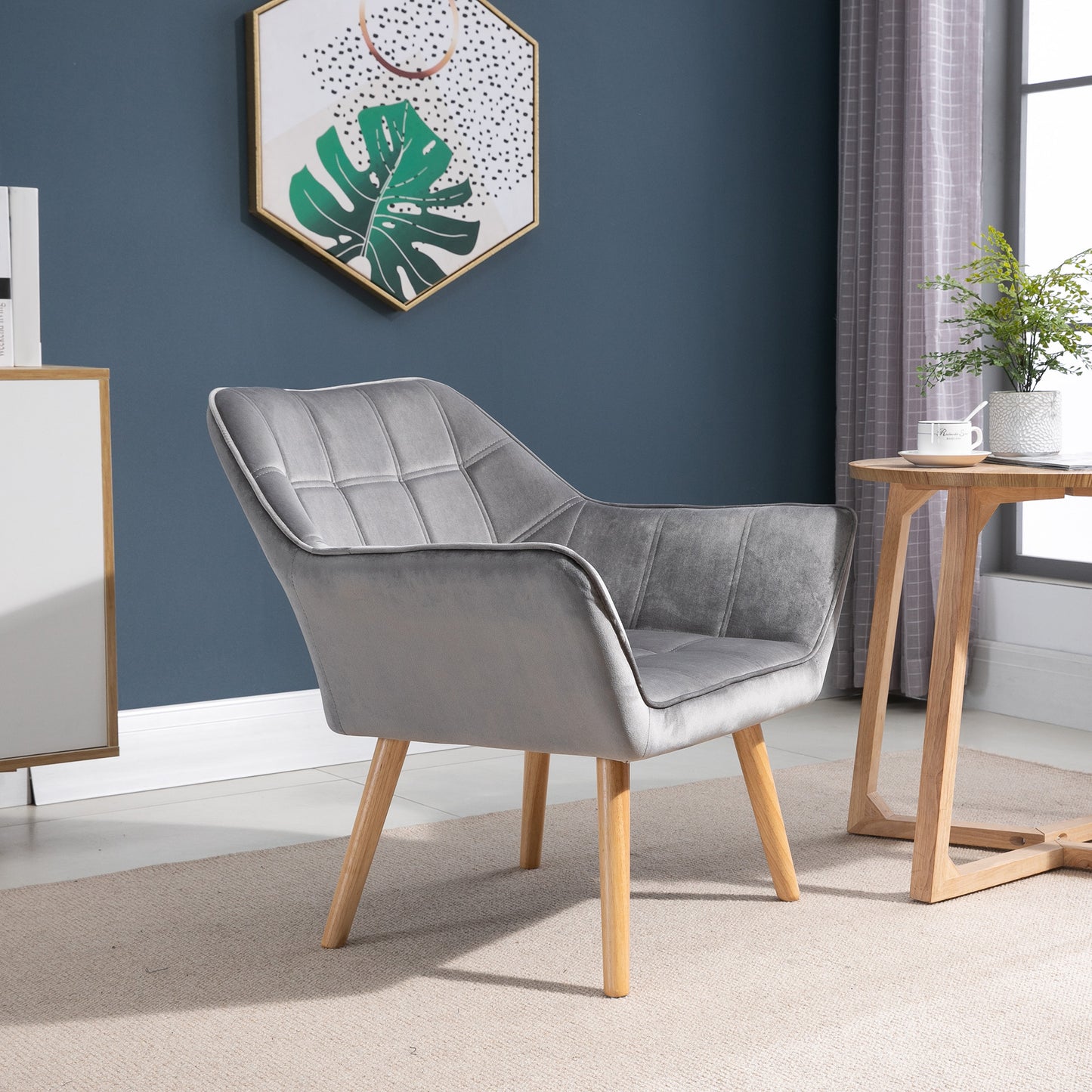 Fauteuil – Loungestoel – Relaxstoel – Accentstoel – Leunstoel – Scandinavisch Design – Fluwelen Bekleding – 67 x 61,5 x 71 cm