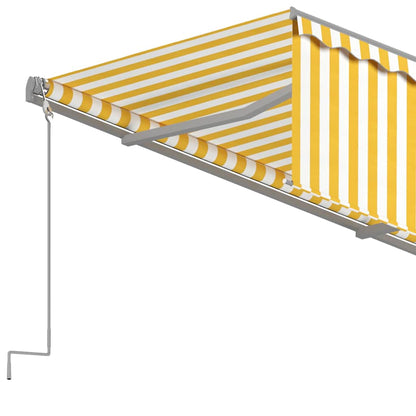 Buitenzonwering – Terraszonwering – Zonnescherm – Markies – Schaduwdoek – Geel Wit 4x3 meter – Aluminium Frame Roestbestendig – UV Waterbestendig Doek