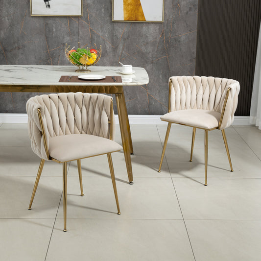 Eetkamerstoel – Fauteuil – Stoel – Veloursstoel – Kuipstoel – Luxe Fluweel Bekleding – Gouden Metalen Poten