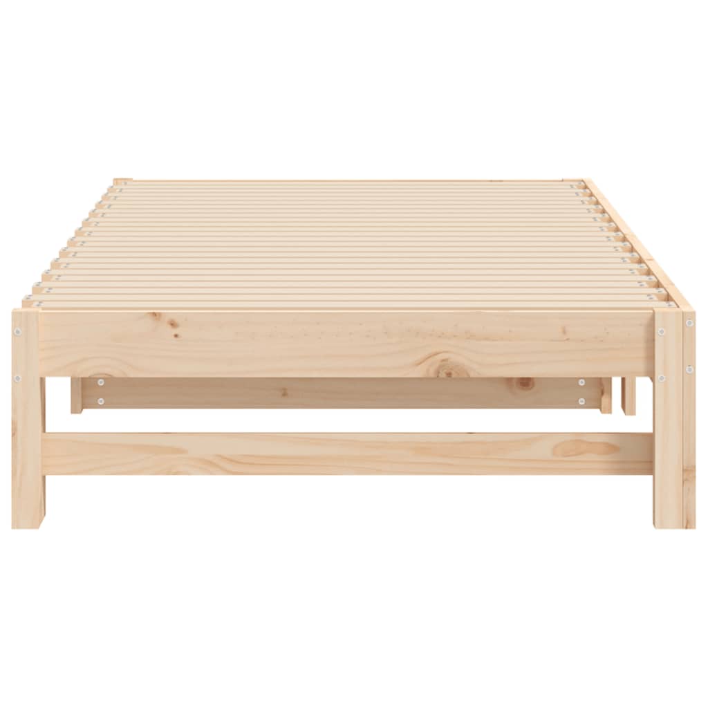Slaapbank – Bedbank – Bedbankje – Logeerbed – Sofa Bed – Massief Dennenhout – Ruimtebesparend – 205,5x158x30 cm – Wit