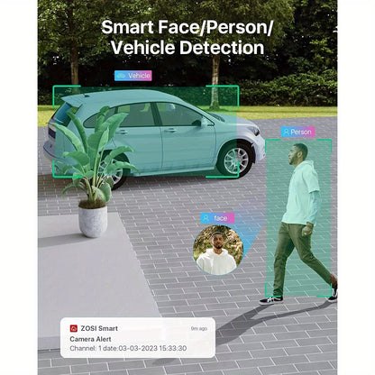 4K Beveiligingscamera Systeem – IP Camera – Surveillance Camera – CCTV Camera – Buiten Camera – AI Gezichts- en Bewegingsdetectie – PoE Eenvoudige Installatie – Witte Variant