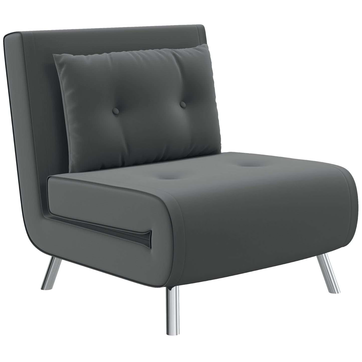 Slaapfauteuil – Relaxstoel – Bedfauteuil – Gastenbed – Velours Fauteuil – Donkergrijs – 3-stand Verstelbare Rugleuning – Compact 77x88x83 cm
