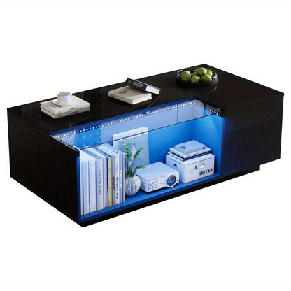 Salontafel – Koffietafel – Woonkamertafel – Bijzettafel – Tafel – Tempered Glas Blad – Stevig Metalen Frame – 100x50x35 cm – 2 Lades – Modern Minimalistisch Design