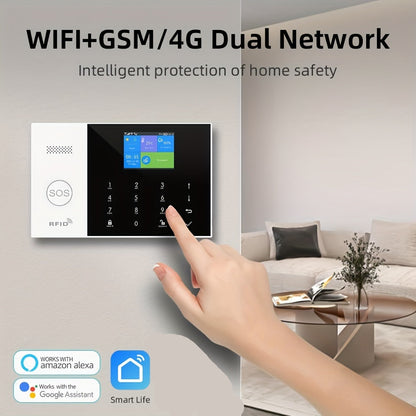 Draadloos Alarmsysteem – Smart Home Beveiliging – Bewegingsmelder – Deur- en Raamsensor – SOS Noodknop – WiFi Verbinding – App Besturing – Oplaadbare Batterij