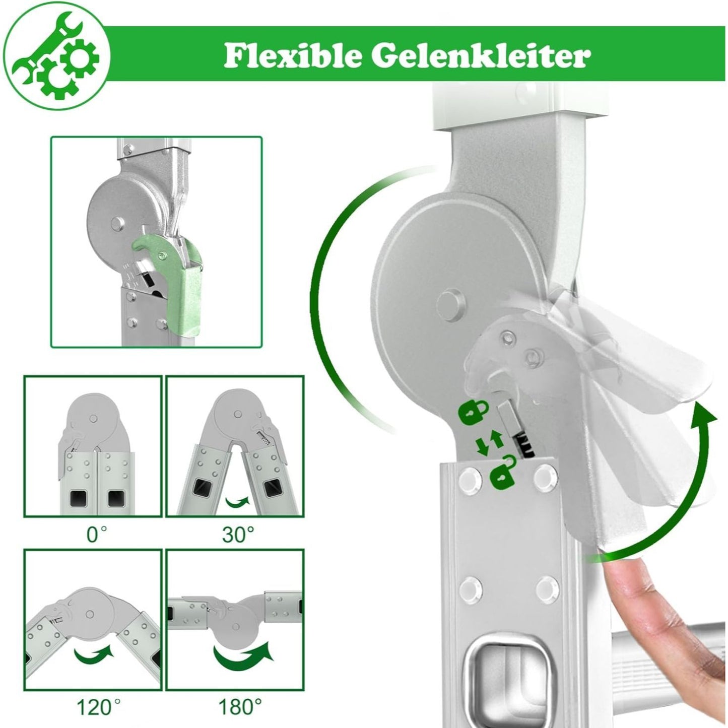 Multifunctionele Ladder – Aluminium Ladder – Vouwladder – Steiger – Werkplaatsladder – 470 cm Hoogte – 2 Afneembare Werkplatforms – 2 Ingebouwde Wielen