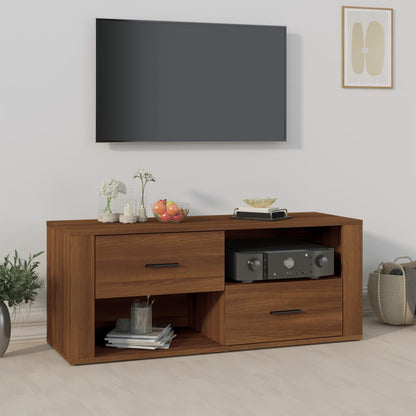 TV Cabinet Brown Oak 100x35x40cm Engineered Wood TV Stand Entertainment Center with Storage, Media Television Table for Living Room Bedroom
