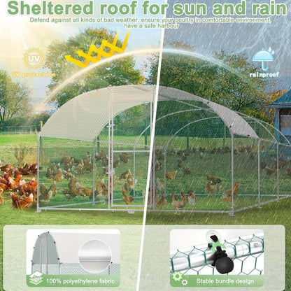 Kippenhok – Pluimveestal – Buitenren – Dierenhok – Kippenren – Met Gewelfd Dak – Weerbestendig Aluminium Frame – 3x6 Meter Grote Buitenren